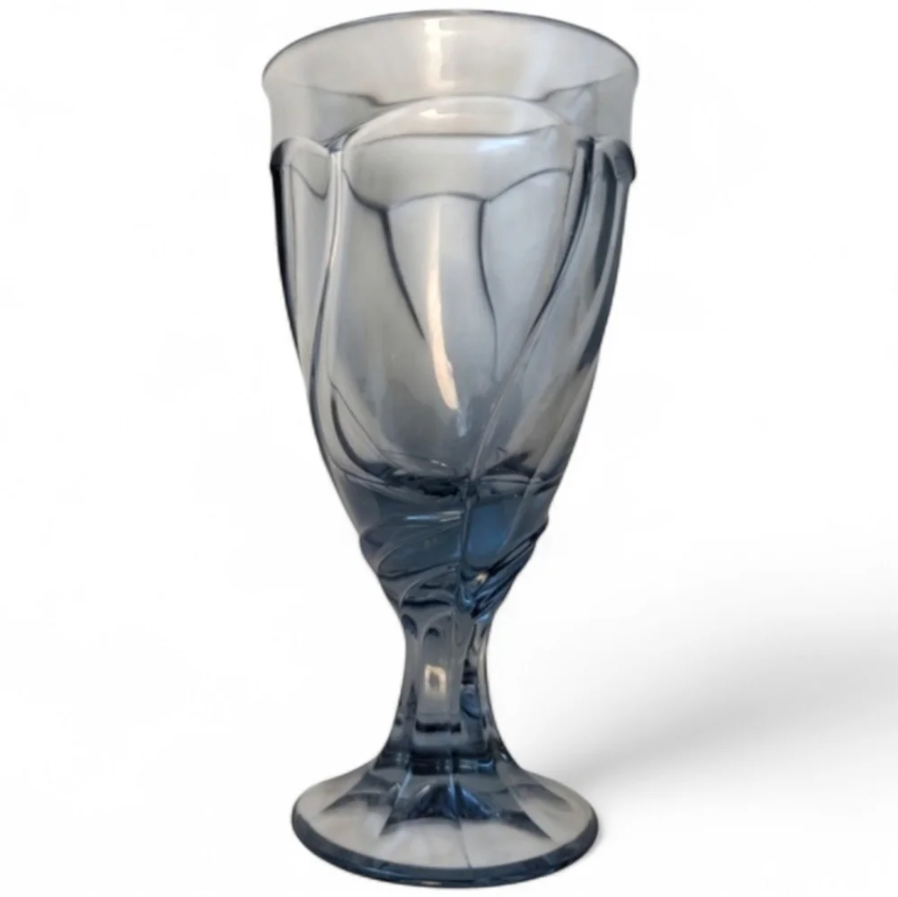 VINTAGE Noritake Blue Glass Goblet 12oz Sweet Swirl Iced Tea Water Glass German